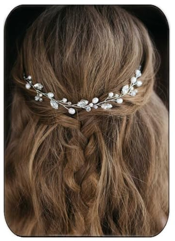 JAKAWIN Pearl Bride Wedding Hair Vine Silver Bridal Hair Accessories Rhinestone Hair Piece for Women HV192 (1 Silver)