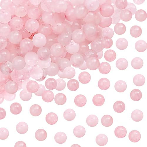 TOAOB 100 Pezzi 8 mm Pietra di Quarzo Rosa Naturale Perline in Pietra per Braccialetti Collana Fai da Te Creazione di Gioielli Artigianato