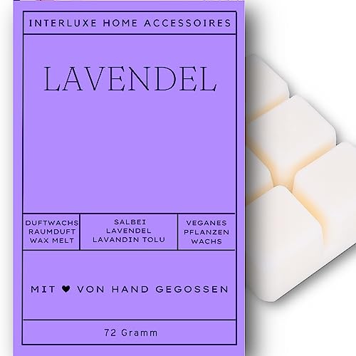 Interluxe Duftmelt Wachsmelt Lavendel angenehm duftend Waxmelt 100% pflanzlich Duftwachswürfel Wachs mit Duftöl