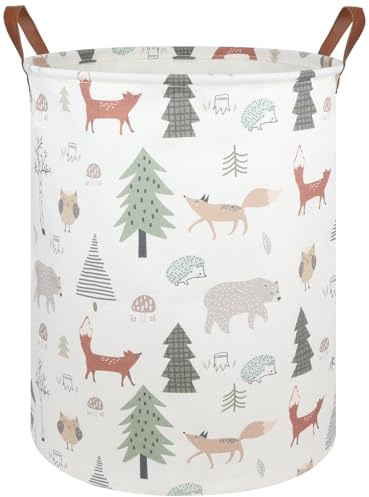 FXOLCSHE Animal Baby Laundry Basket,Woodland Animals Baby laundry hamper,Toy basket for boys,Nursery Hamper Gift Baskets for Bedroom,Toy Bin,Gift Basket.Baby room decor(Animal)