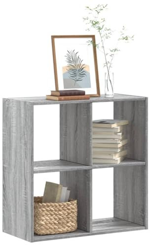 Gecheer Bücherregal, Raumteiler Regal mit 4 Fächern, 68,5x32x68,5 cm, Holzwerkstoff, Standregal für Büro oder Zuhause