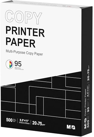 M&G Multipurpose Copy Printer Paper, 8.5 x 11, 20lb, 1 Ream (500 Sheets), 95 Bright, White