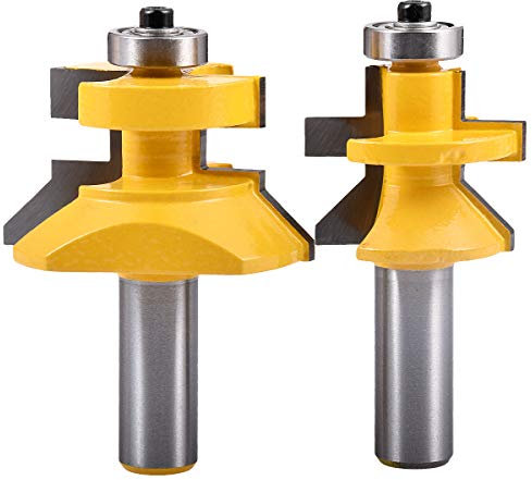 Jeu de Fraises à rainure et Languette en V, 2 pièces, Tige 1/2 Pouce, 45 degrés, pour Le Travail du Bois (Tige 1/2 Pouce)