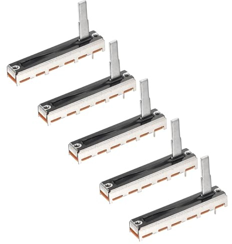 QUARKZMAN 5 Stück Schiebepotentiometer 100K Ohm Slide Potentiometer Einzel Linear 30mm 3 Pins Elektronisches Potentiometer mit Metallgriff
