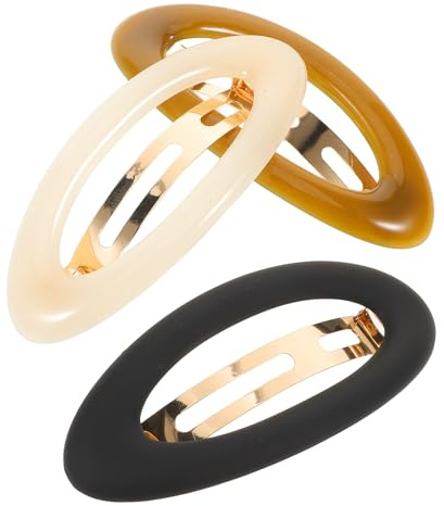 iplusmile 3pièces Pinces à Cheveux Décoratives pour Femmes Barrettes Ovales à Ressort pour Queue de Cheval Accessoires pour Cheveux Printaniers