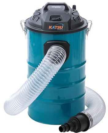 KATSU Tools 1200W 55 Litre Industrial Vacuum Cleaner, Workshop Saw Dust Collector, HEPA Filter, Filtration Up to 0.5 Microns, Powerful Suction with 2m Hose, 5 Adapters Included, 171182