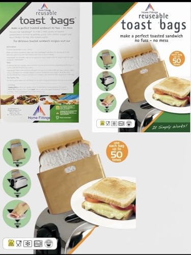 HQ 4 Pack Reusable Toaster Bags Non-Stick Toasted Sandwich Bags, Sturdy Easy to Open, Toastie Bags for Toaster Microwave Grill, Dishwasher, Freezer Safe Toastie Bag (USE EACH 50 TIMES) | 50 TIMES USE EACH