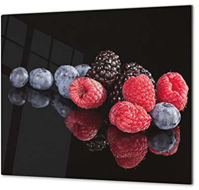 Tabla de cocina de vidrio templado - Tabla de cortar de cristal resistente – Cubre Vitro Decorativo – UNA PIEZA (60 x 52 cm) o DOS PIEZAS (30 x 52 cm); D07 Frutas y verduras: Frutas 4