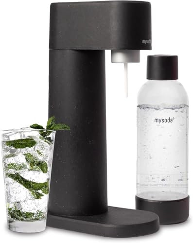 Woody Sparkling Water Maker - Silent Carbonated Water Machine Made of Renewable Wood Composite and 1L Water Bottle - Without CO2 Cylinder - Seltzer Maker Machine - Colour Black