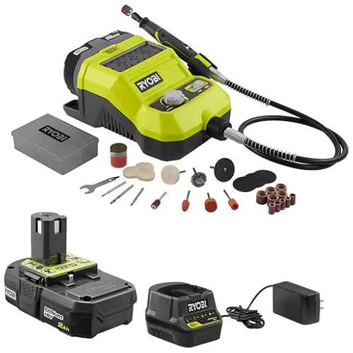 RYOBI P460SB ONE+ - Utensile rotante senza fili da 18 V con batteria da 2,0 Ah e caricabatterie