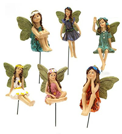 KOCNYDEY Miniatures Fairies Figurine Decor for Fairy Garden, Outdoor Yard Lawn Home Decoration - Vintage Resin Accessories (6 Pieces)