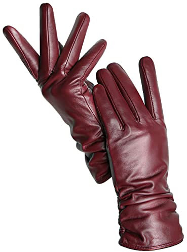 Damen Lederhandschuhe Winter Warm Plus Kurz Dünn Fahrfarbe Damen Lederhandschuhe