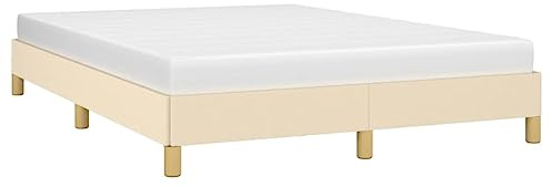 vidaXL Polsterbett Bett Doppelbett Bettgestell Bettrahmen Lattenrost Stoffbett Schlafzimmerbett Schlafzimmermöbel Creme 160x200cm Stoff