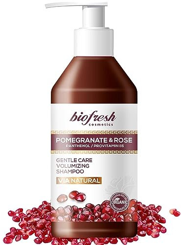 Biofresh cosmetics Via Natural champú voluminizador micelar con granada y aceite de rosa,pantenol,cuidado del cabello,volumizing shampoo 250ml