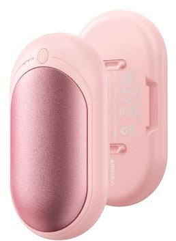 VEGER Handwärmer 2er-Pack 6000mAh, Taschenwärmer Wiederaufladbar mit 3 Stufen, Elektrische Hand Warmers, Handlich & Praktisch, ideal für Outdoors,Spaziergänge,Ski,zum Boulen und mehr im Winter(Rosa)