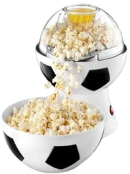 hxoity Hot Air Popcorn Popper Maker Fully Automatic Healthy No Oil and No Sugar Corn Popcorn Machine 2-in-1 Lid Measures Kernels and Melts Butter for Making Healthy Snack Food(Football)