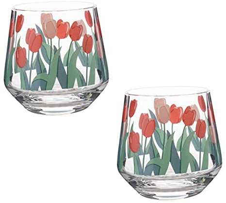 PHENOFICE 2piezas Vaso De Vidrio Multiusos Tulipán Retro Literario Taza para y Leche