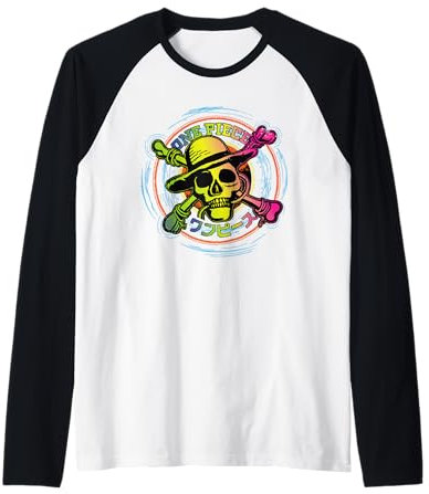 Chapeau de paille One Piece Anime Pirates Color Logo Kanji Manche Raglan