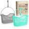 COM-FOUR® set porta mollette da bucato da 62 pezzi - portabiancheria con cestino - 60 mollette in legno, 2 cestini - mollette classiche in legno - porta mollette con mollette (Set06-62 pezzi)