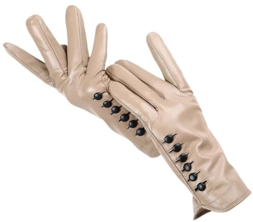 Lederhandschuhe Für Frauen Damenhandschuhe, echte Damen-Lederhandschuhe, warm haltende Damen-Winterhandschuhe, weiche Damen-Lederhandschuhe aus Schaffell Kaschmir-Lederhandschuhe Für Frauen(Beige,7)