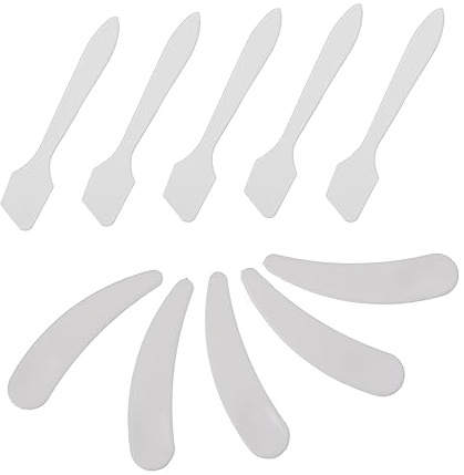 Vaguelly Espátulas Cosméticas Transparentes 10 Piezas Mini Cucharas para Cremas Faciales Herramienta de Maquillaje Mujeres y Niñas Uso Facial Viaje
