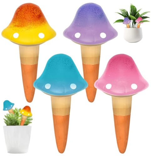 Ruioomeep Système d'irrigation de pots en argile, 4 couleurs, boule d'irrigation pour plantes champignons, arrosage automatique des plantes pour plantes d'intérieur et jardinières de balcon jusqu'à 3