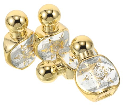 Baluue 4 Botellas de Aceite Esencial con Rodillo de 15ml de Vidrio Dorado, Diseño Compacto y Fácil de Limpiar para Uso en Viaje Casa