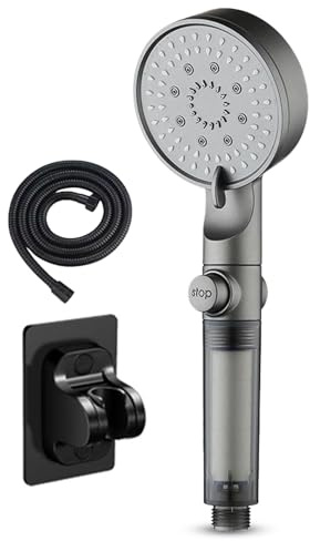 Alta Presión Cabezas de Ducha - 5 Pulverizaciones Cabeza de ducha de alta presión | Solución para ducha de agua dura Set con soporte de manguera Hotel Baño Apartamento Vivir Hogar