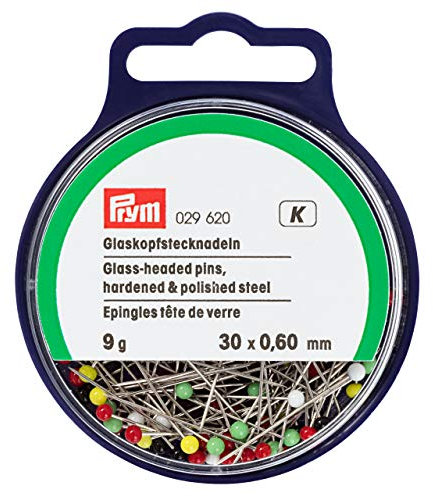 Prym Glaskopfnadeln, 0,60 x 30mm, bunt, 9g, Stahl, 30 x 0,6mm, 29620, 30 x 0,60mm