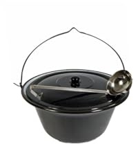 troph-e-Shop Set Ungarischer Gulaschkessel 4 Liter Suppentopf Emaille + Deckel + Schöpflöffel