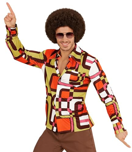 W WIDMANN Milano Party Fashion - Camicia da Uomo Anni '70 | Stile Groovy, camicia in stile disco, design retrò accattivante, costume per Carnevale e feste a tema