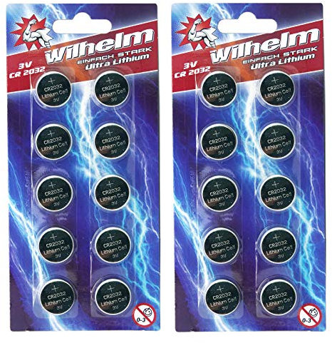 20 x CR2032 Wilhelm Blisterpack Knopfzelle Batterie Lithium 3V CR 2032