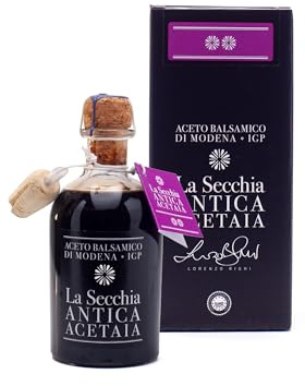 La Secchia - Balsamvinäger från Modena Två Stjärnor PGI, Lagrad i 8 Ekfat, Medium-låg Täthet, 250 ml Flaska med Doseringskork i Kork, Handgjord i Italien