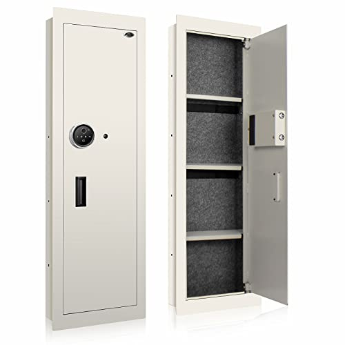 Langger Biometric Wall Safe, Hidden Fingerprint In Wall Safe Between Studs (White -Large)