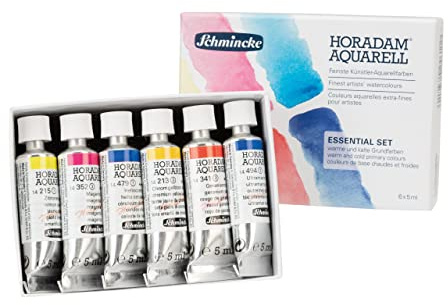 Schmincke - HORADAM AQUARELL Essentials set, cardboard set, 6 x 5 ml for perfect mixing, finest watercolours, basic colour