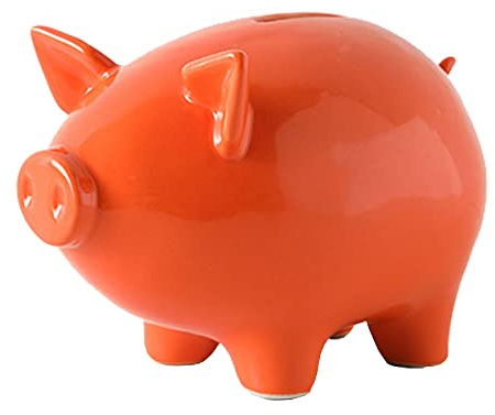 gopigito Salvadanaio Maialino, Porcellino Terracotta, Simpatico per Bambini e Sposi, Idea Regalo per Natale, Battesimo (arancione)