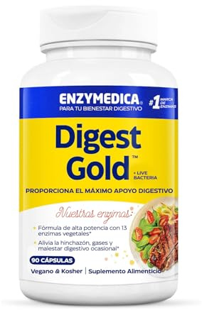 Enzymedica - Digest Gold + Probiotische Bakterien, schnell wirkende Enzym-Formel, reduziert Gase und Blähungen, verbessert die Nährstoffaufnahme und Energie, glutenfrei, milchfrei, 90 Kapseln