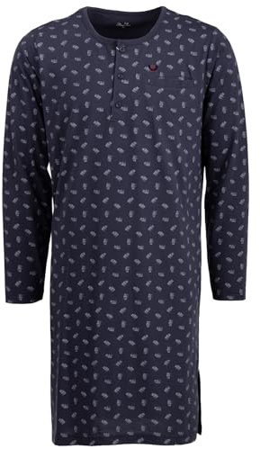 Henry Terre Camicia da notte da uomo, a maniche lunghe, con colletto alto, taglie M-3XL, antracite., XXL