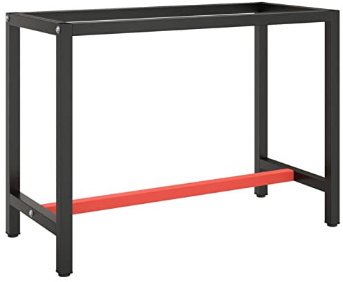 Sufrk Werkbankgestell Mattschwarz und Mattrot 110x50x79 cm Metall Werkbank Werkstatt Werkbank Gestell Werkbank