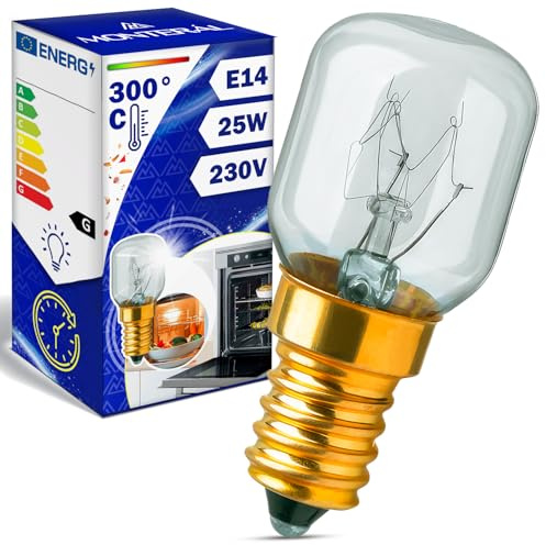 MONTERAL Bombilla E14 para Horno 25W 230V con Temperatura Máxima de 300°C