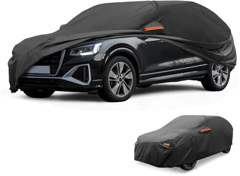 Partuto Copertura Auto Impermeabile per Tutti i Climi Protezione Solare Antipioggia Esterna Completa per Audi Q2 190T-PU Nero con Zip