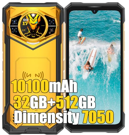 DOOGEE S200X 5G Outdoor Handy ohne Vertrag Android 14, MTK 7050 32GB+512GB Outdoor Smartphone 5G, 6.72&1.32 FHD+ Doppel Bildschirm,100MP+20MP, 10100mAh 33W, 4G LTE Handy 5G, NFC,GPS,OTG, Gelb