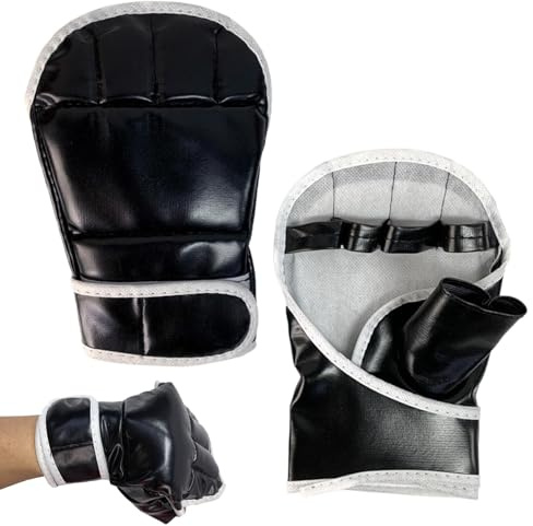 Guanti da kickboxing a mezzo dito - Guanti da boxe regolabili per combattimento, allenamento e combattimento | Guanti da Palm Open Palm per uomini e donne, migliori guanti da kickboxing per