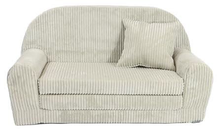 FORTISLINE Kindersofa ausklappbar 78x45x40 cm - Kindercouch aus Cord mit Liegefläche 104 cm, Mini Sofa für Kinderzimmer, Abnehmbarer waschbarer Bezug, Oeko-TEX Standard 100