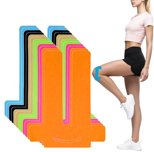 12 Stück Kinesiotapes Vorgeschnitten for Knees, 6 Farben Wasserfestes Kinesiotape Für Knee Schmerzlinderung, Kinesiotapes Knie, Baumwollmaterial Für Sport Und Langfristigen Halt