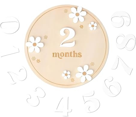 KEMUZ Tarjetas de Hitos Mensuales para Bebé 0-12 Meses, Cumple Mes Bebé con Diseño Floral, Tarjetas Meses Bebé de Madera para Baby Shower, Regalo Emocional para Recordar Cada Etapa