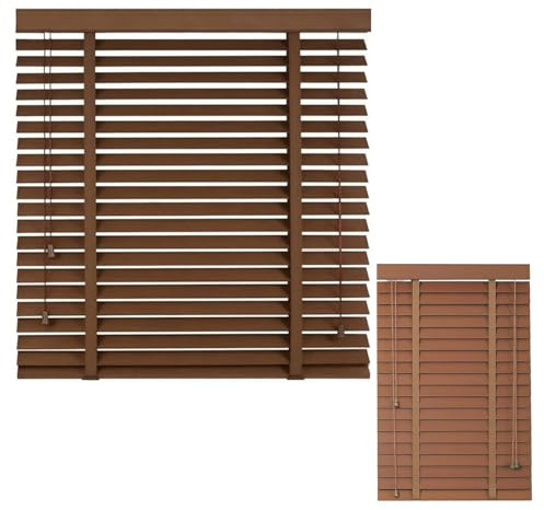 YZJTSXQHY Persiana Veneciana Lamas de 5cm, Estores Madera Auténtica, Cortinas antideslumbrante Personalizables, Persianas Horizontales Fáciles De Instalar 30/50/80/100/120/170/190/215 cm(Marrón)