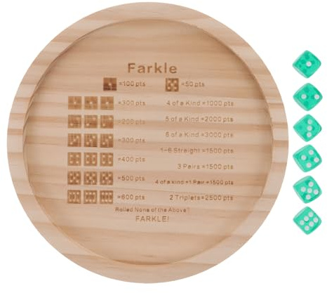 ERINGOGO Farkle Würfeltablett 18cm Tragbares Würfelbrett mit Würfelhalter für Familienwürfelspiel und Spieleabend