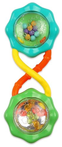 Bright Starts Rattle & Shake BPA-Free Baby Barbell Toy, Green, Ages 3 Months+