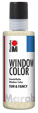 Marabu 04060004584 - Window Color fun & fancy, glitzer gold 80 ml, Fensterfarbe mit Glitter Farbe auf Wasserbasis, ablösbar auf glatten Flächen wie Glas, Spiegel, Fliesen und Folie